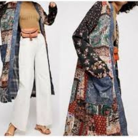 RARE Free People Songbird Patchwork Kimono Duster - Picture 3 of 7